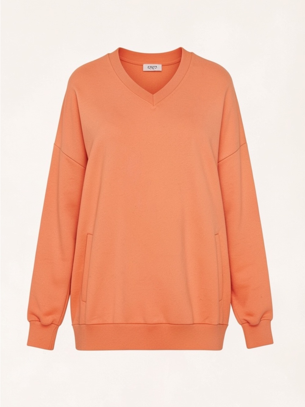 Zenana Coral V-Neck Pullover Sweater with pockets - Size Large